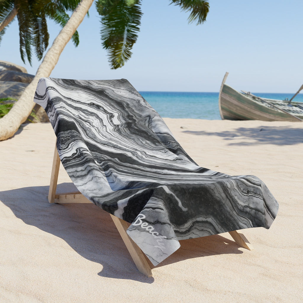 Black Marble Beach Towel