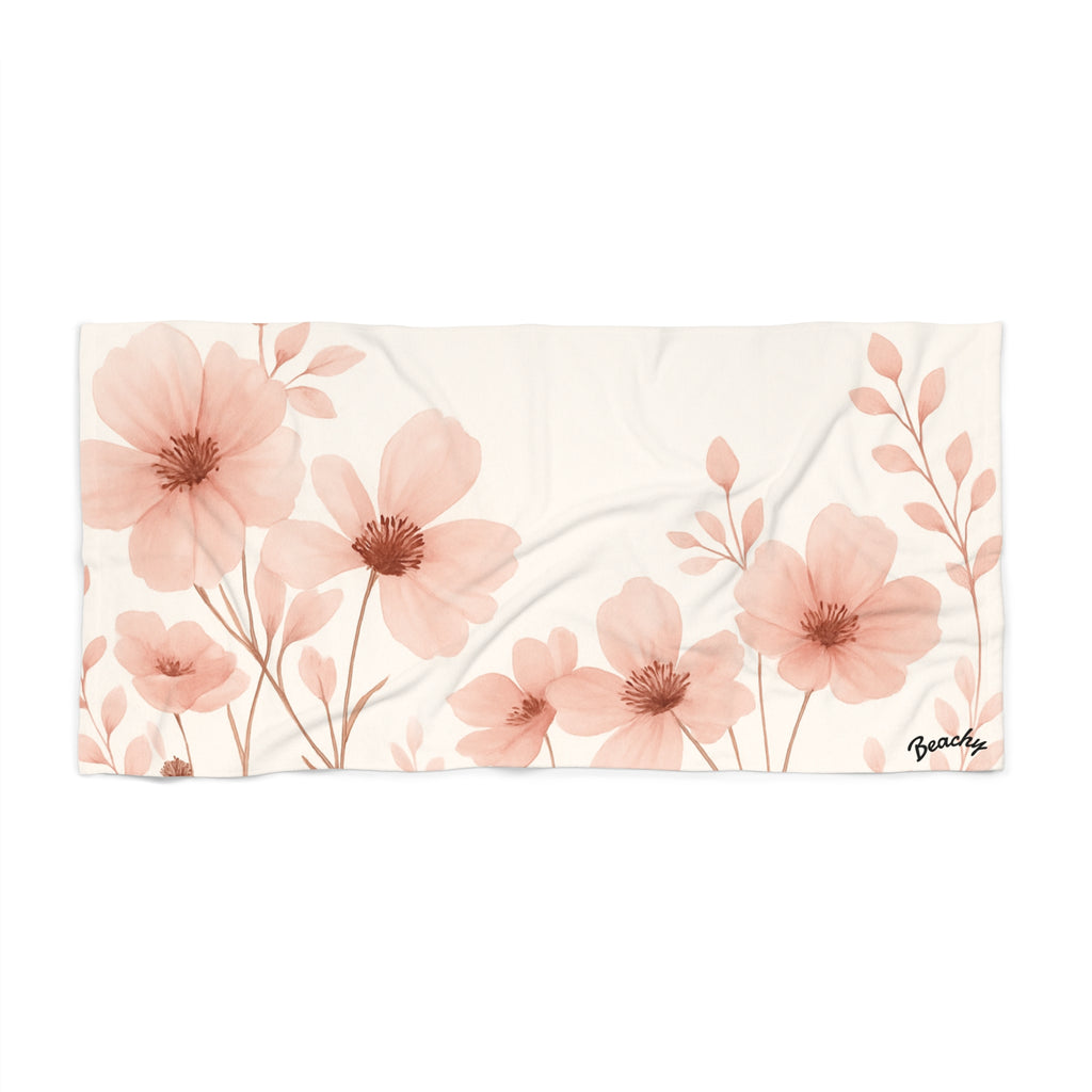 Pink Floral Watercolor Beach Towel