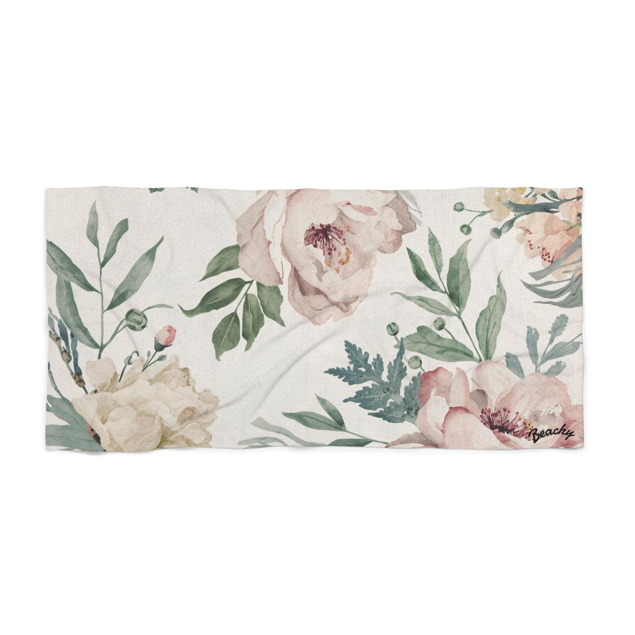 Floral Peony Beach Towel