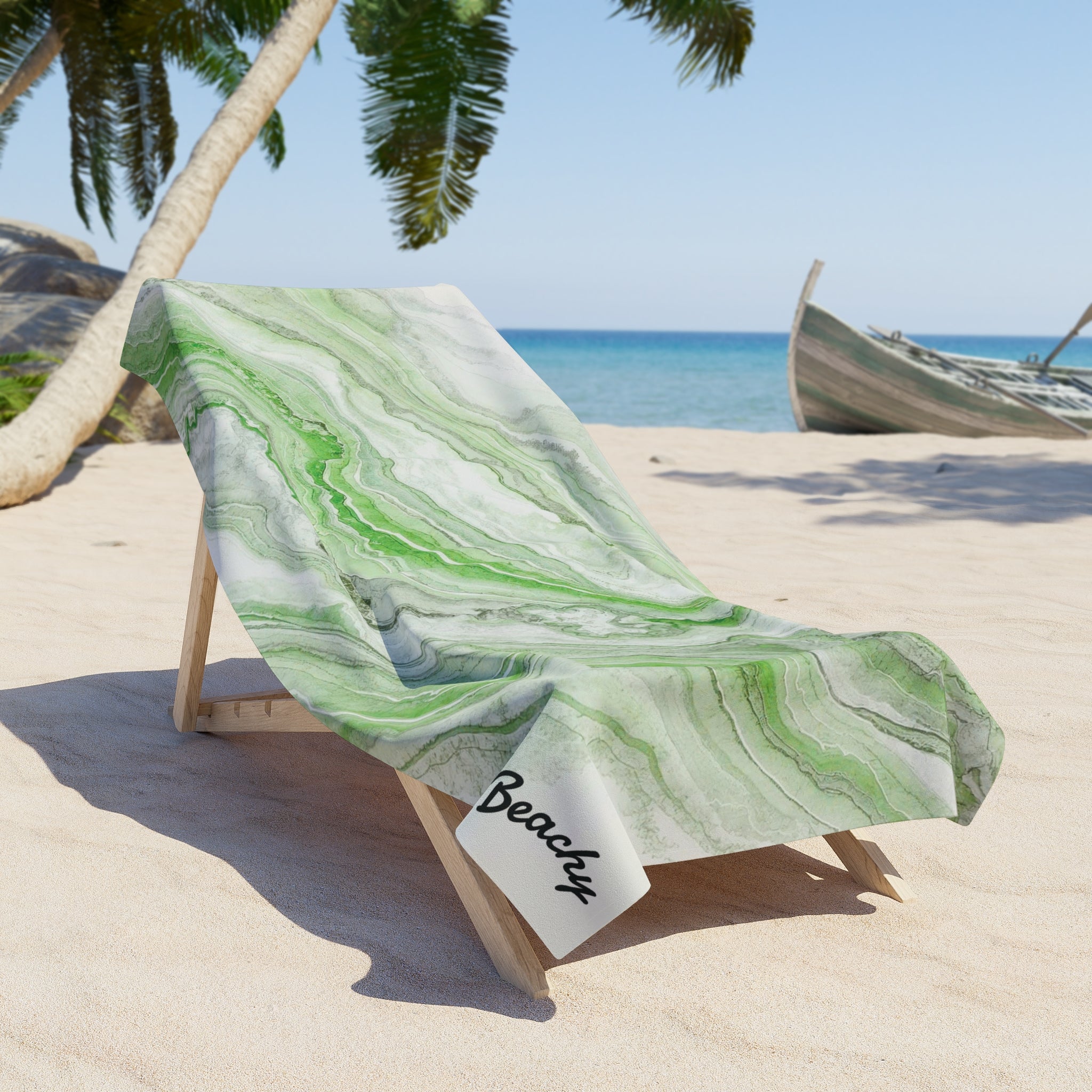Green Marble Beach Towel