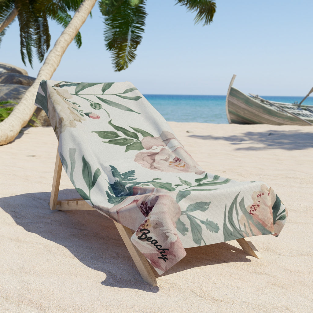 Floral Peony Beach Towel