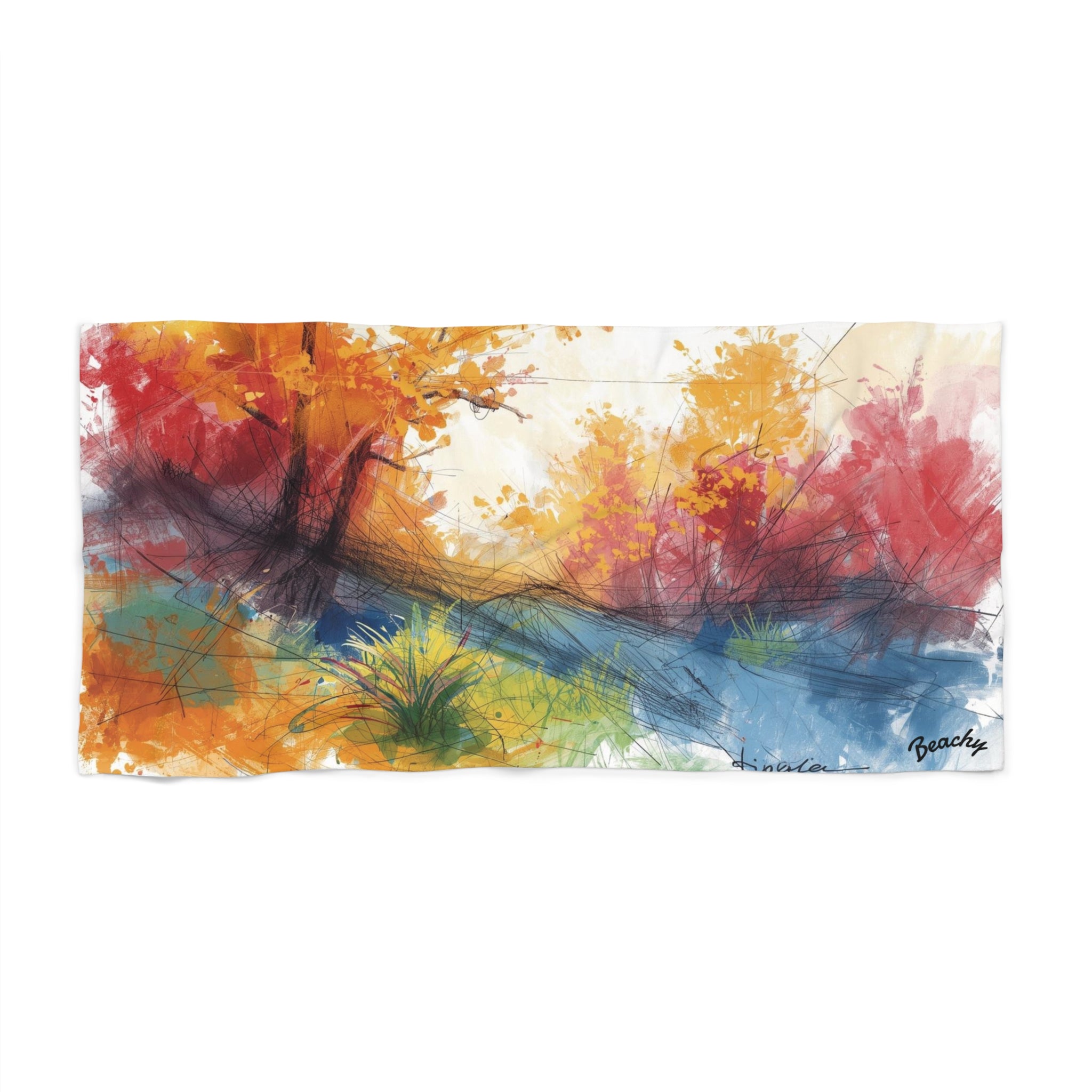 Abstract nature watercolor beach towel