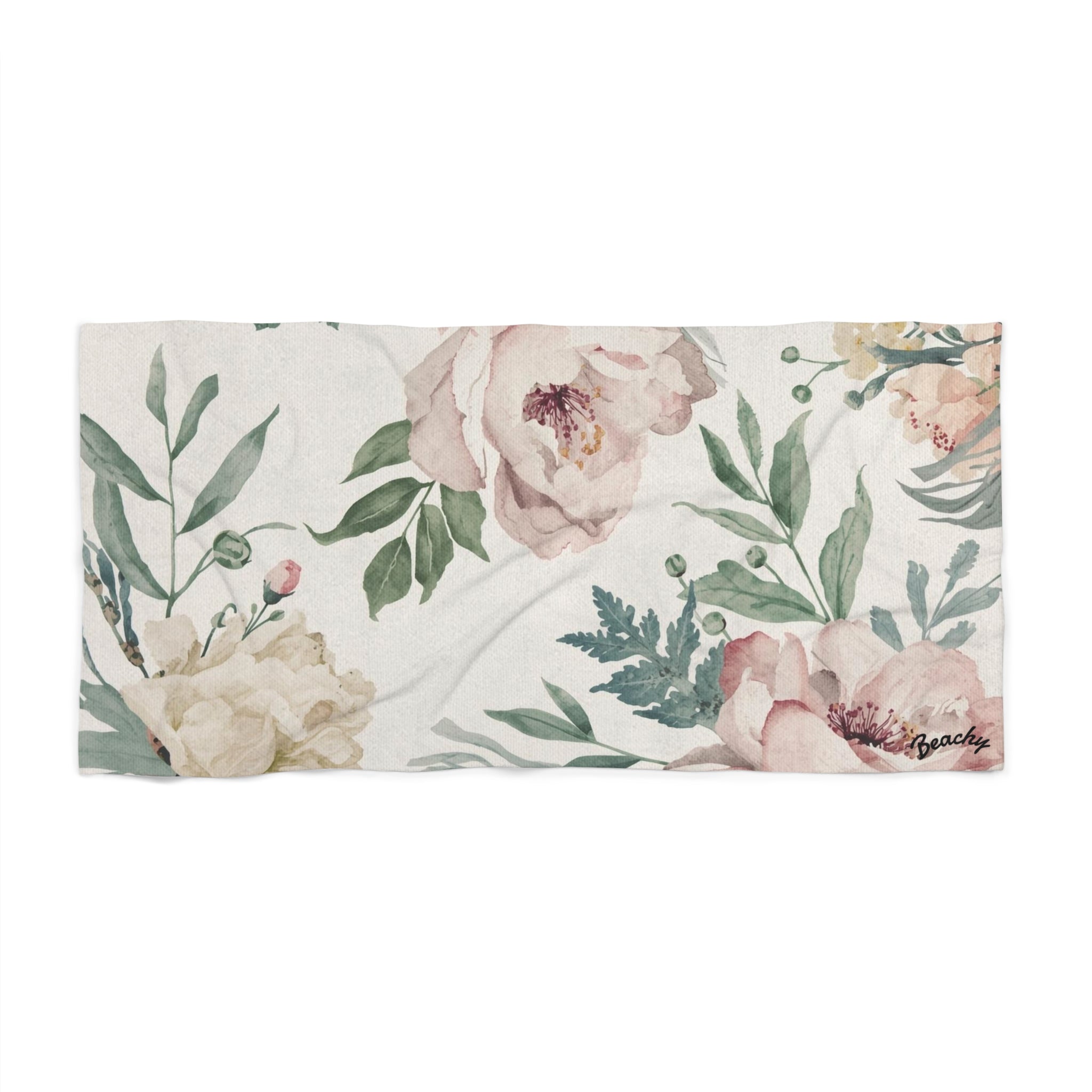 Floral Peony Beach Towel