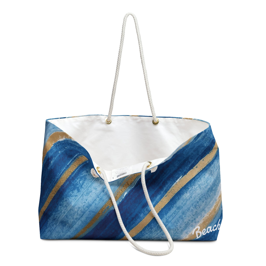 Blue & Gold Striped Beachy Bag