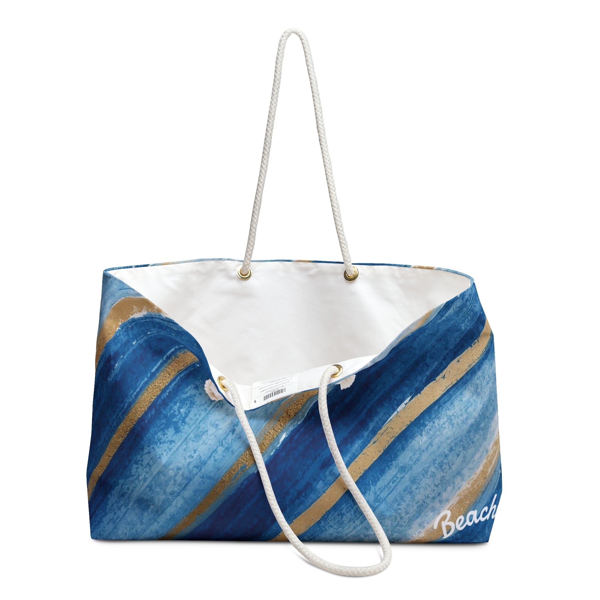 Blue & Gold Striped Beachy Bag