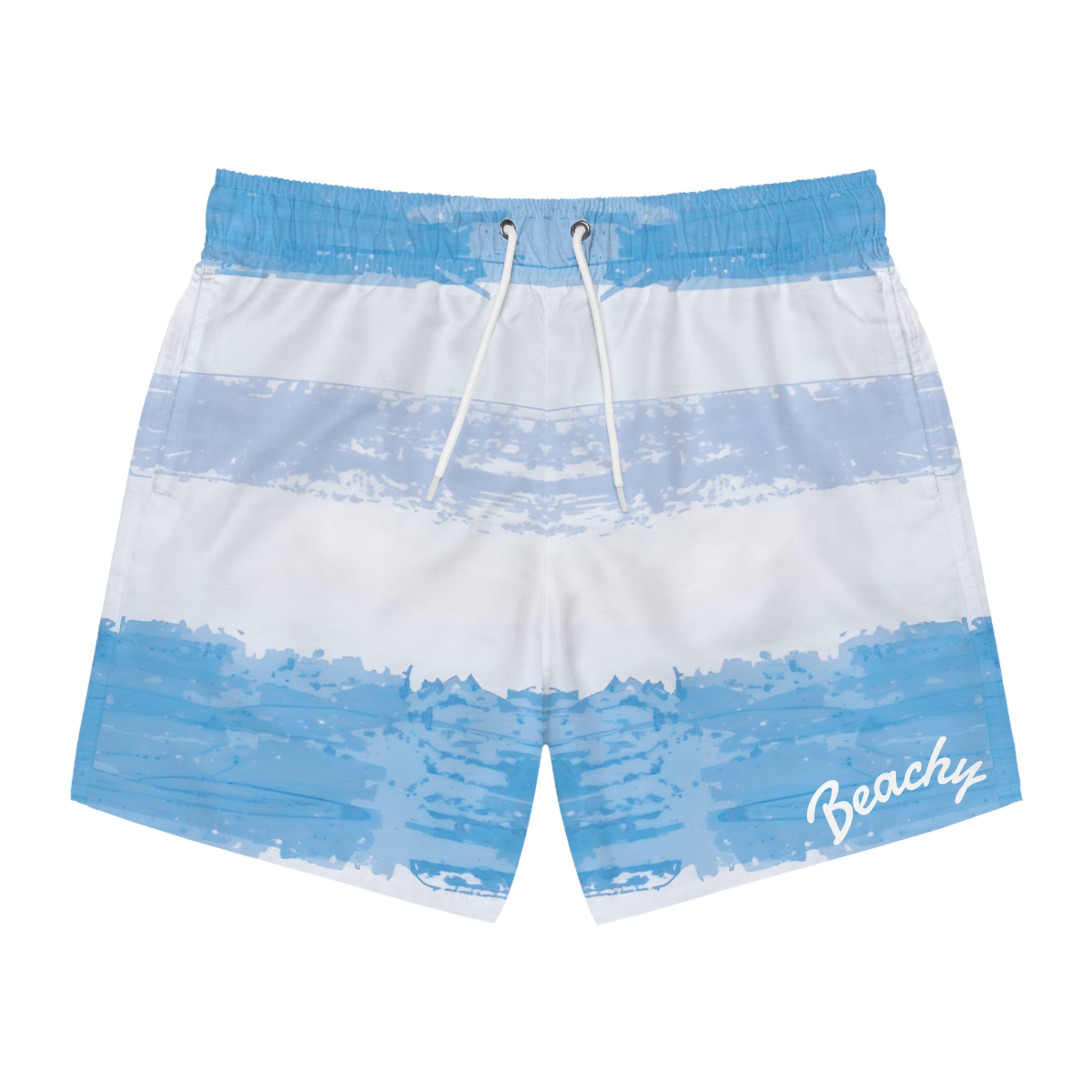 Blue Watercolor Stripe Swim Trunks