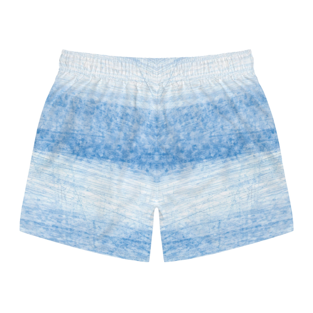 Blue Watercolor Wave Swim Trunks