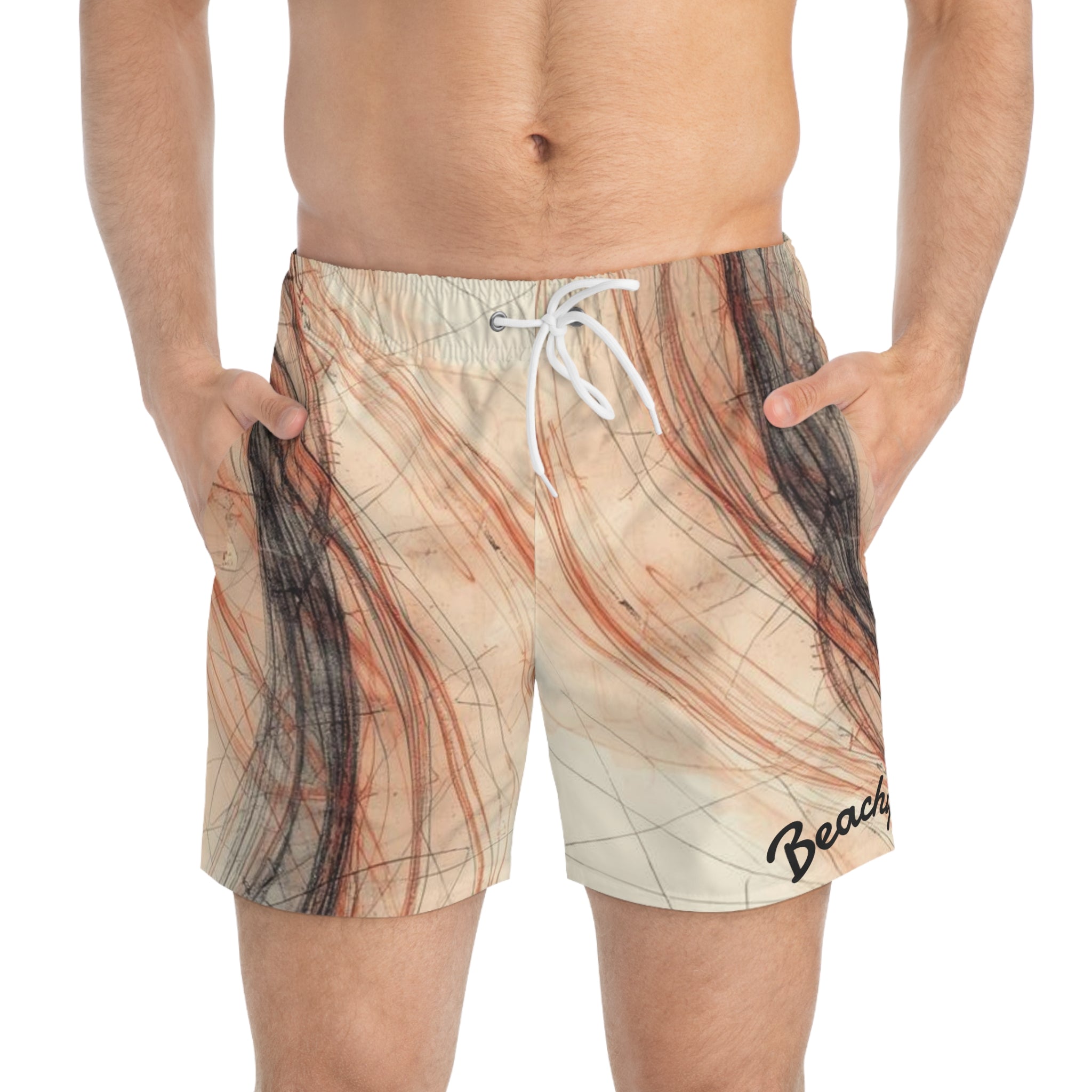Abstract Coral Swirl Swim Trunks