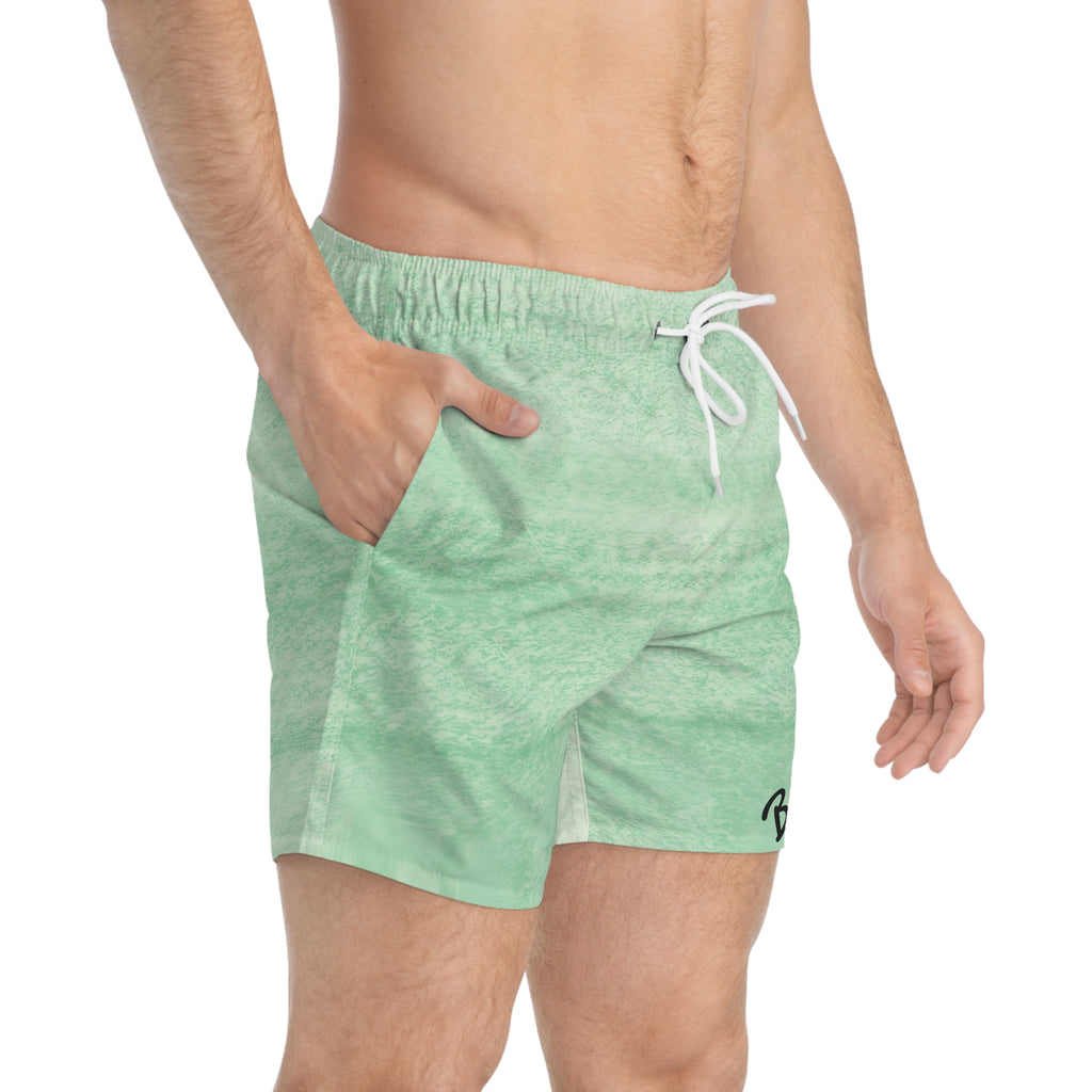 Mint Watercolor Swim Trunks