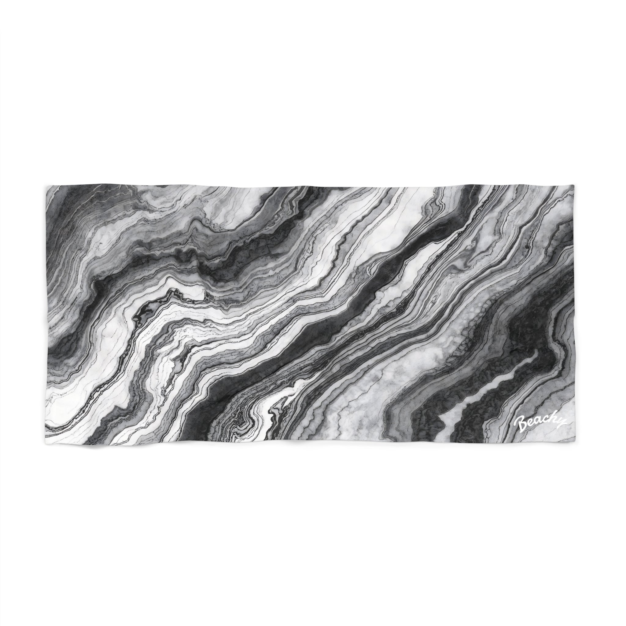 Black Marble Beach Towel