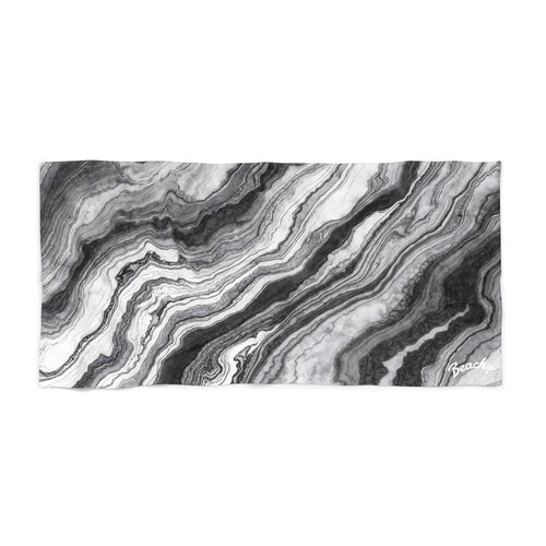 Black Marble Beach Towel