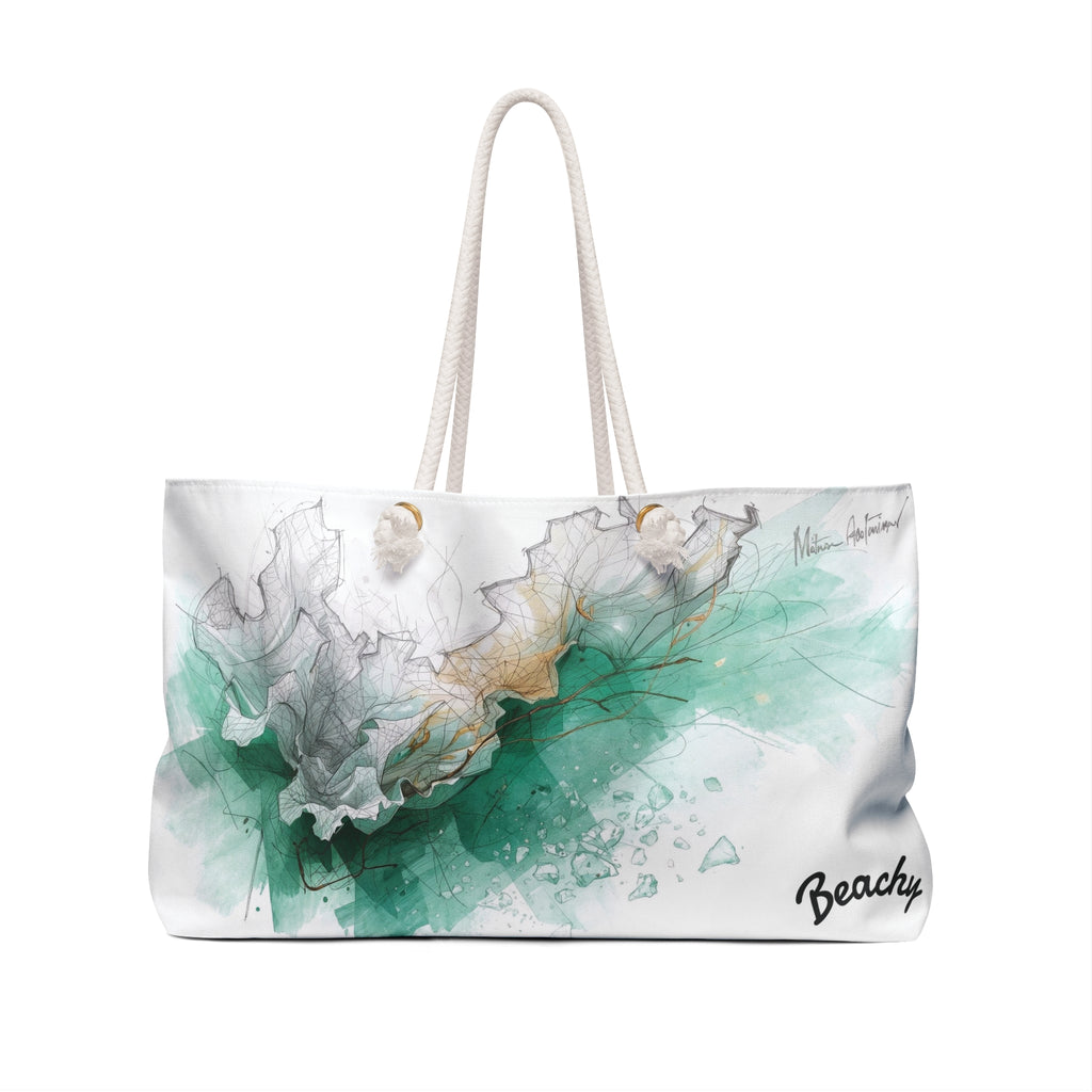 Abstract Emerald Wave Beachy Bag