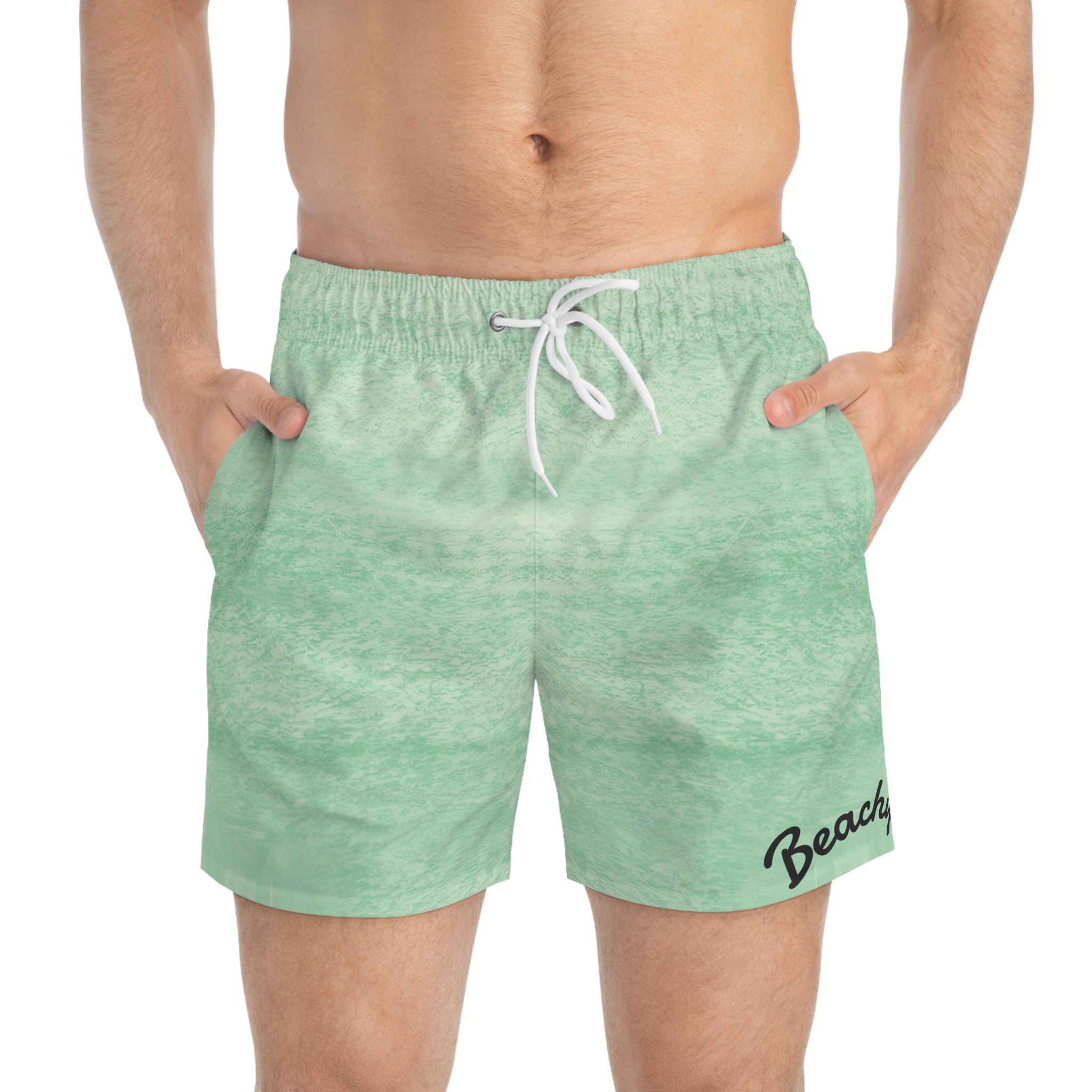 Mint Watercolor Swim Trunks