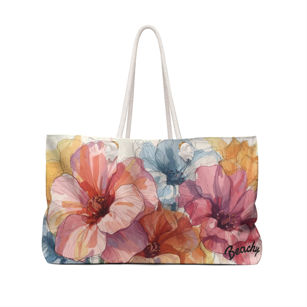 Floral Watercolor Beachy Bag