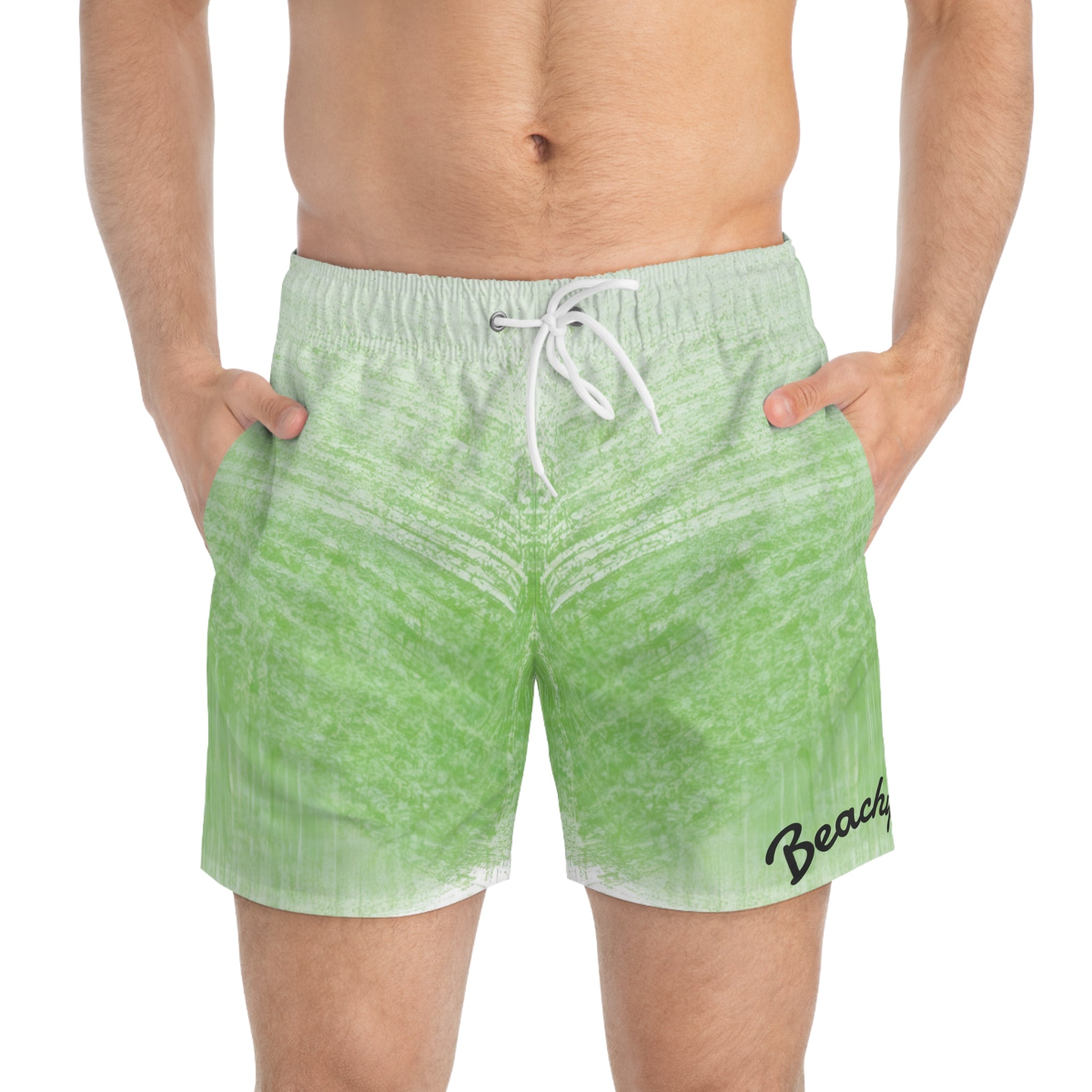 Green Watercolor Swim Trunks