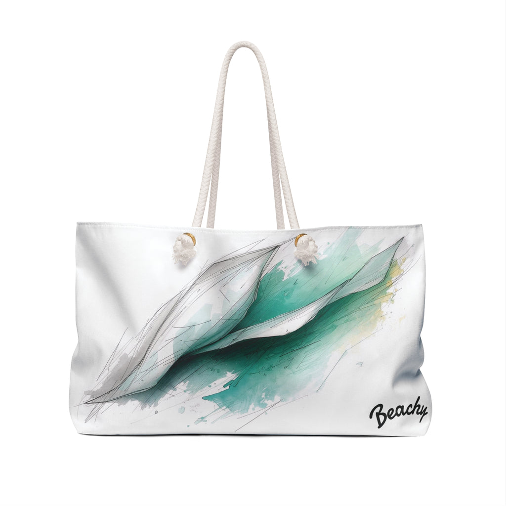 Abstract Teal Wave Beachy Bag