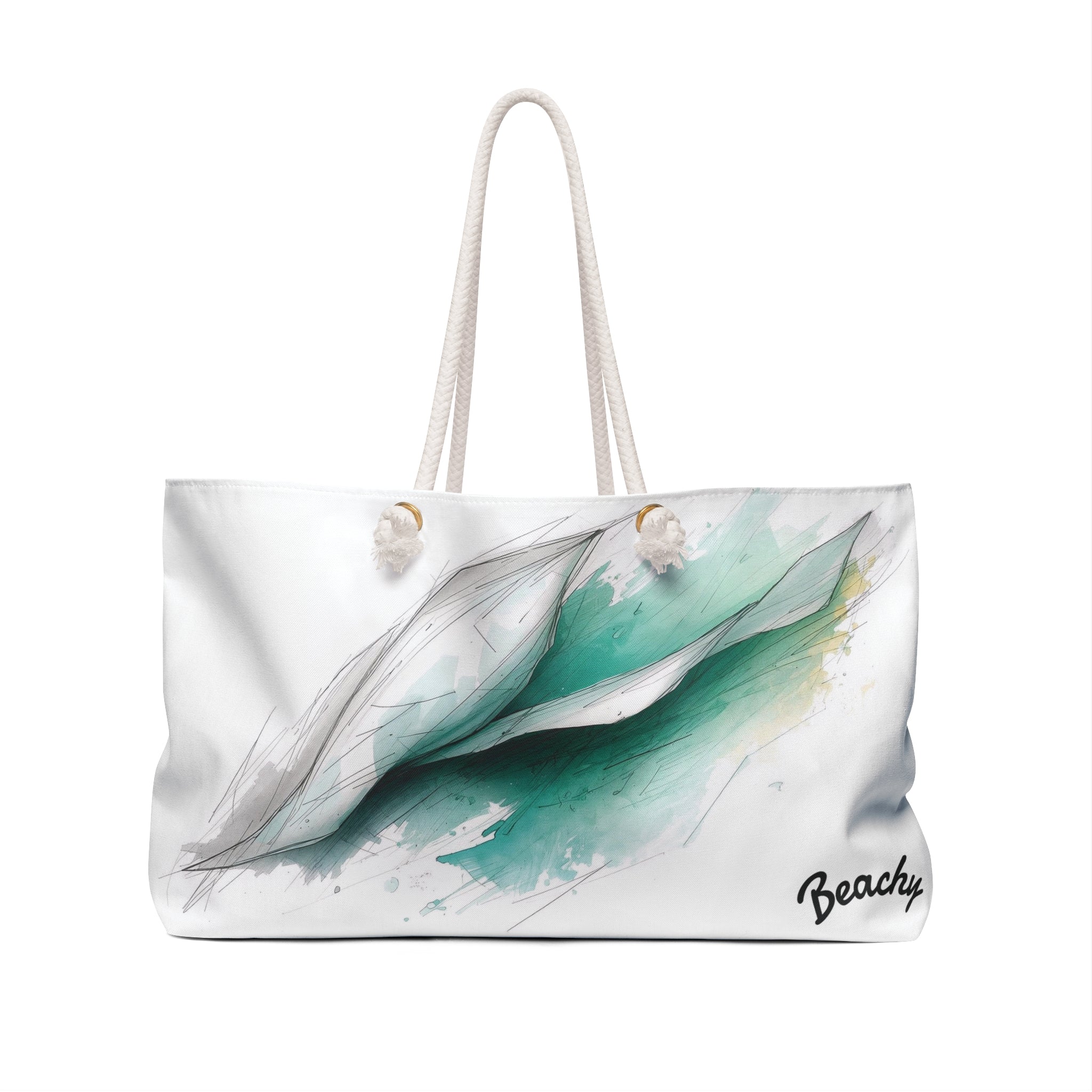 Abstract Teal Wave Beachy Bag