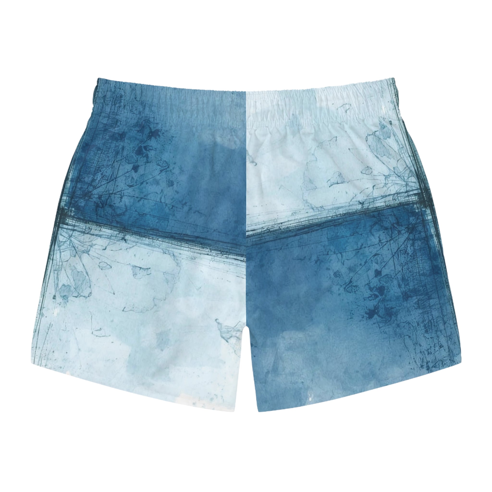 Blue Watercolor Block Swim Trunks
