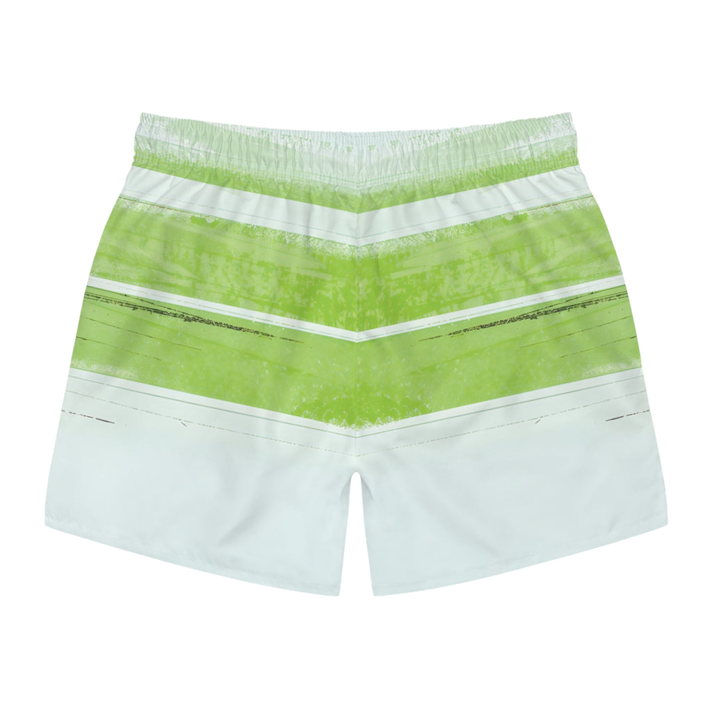 Green Abstract Stripe Swim Trunks