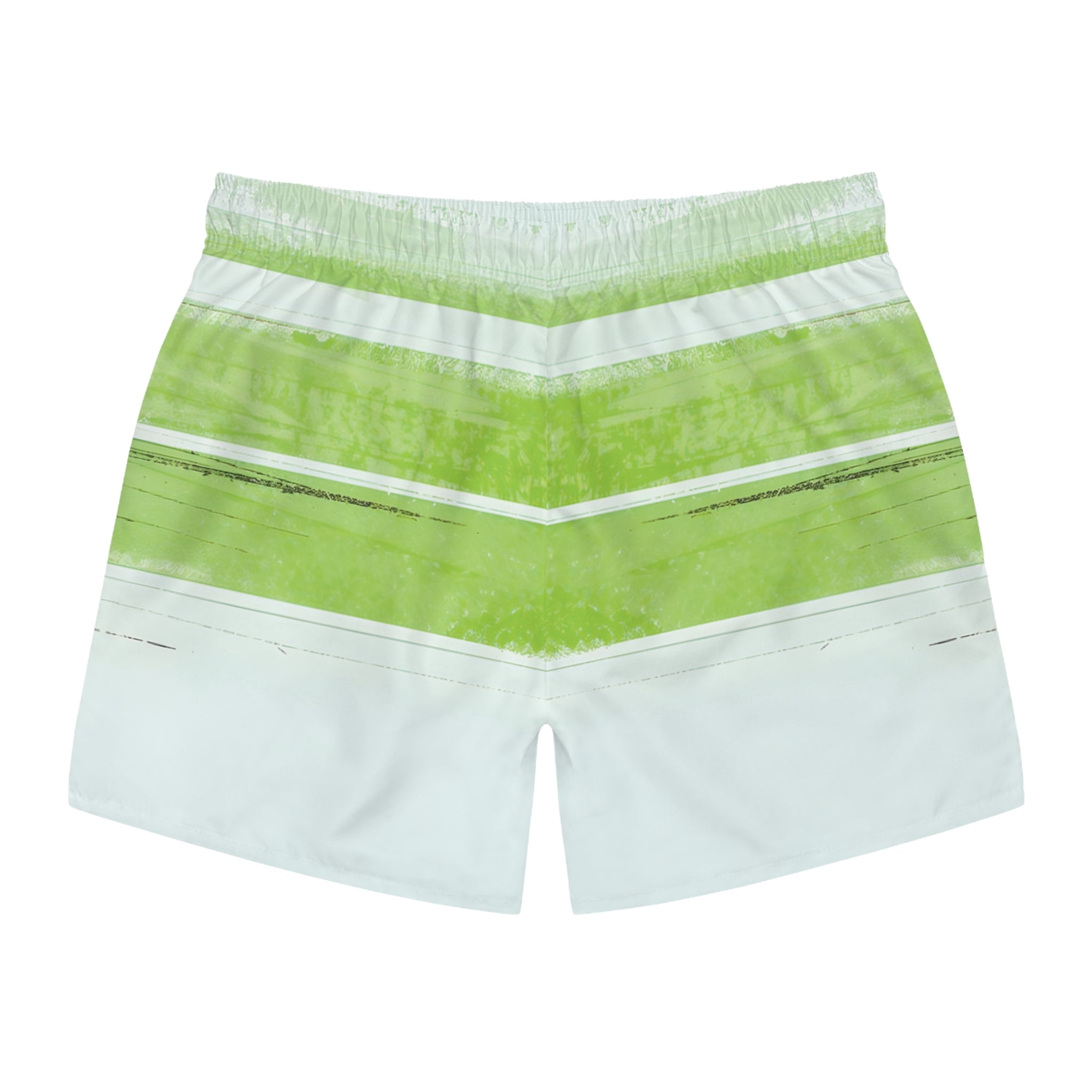 Green Abstract Stripe Swim Trunks