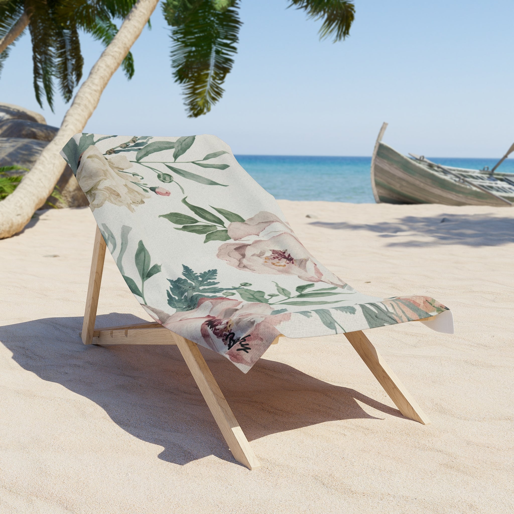 Floral Peony Beach Towel
