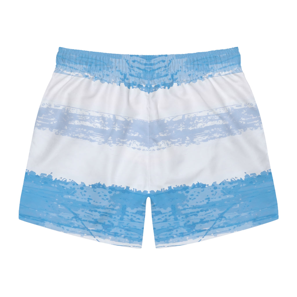 Blue Watercolor Stripe Swim Trunks
