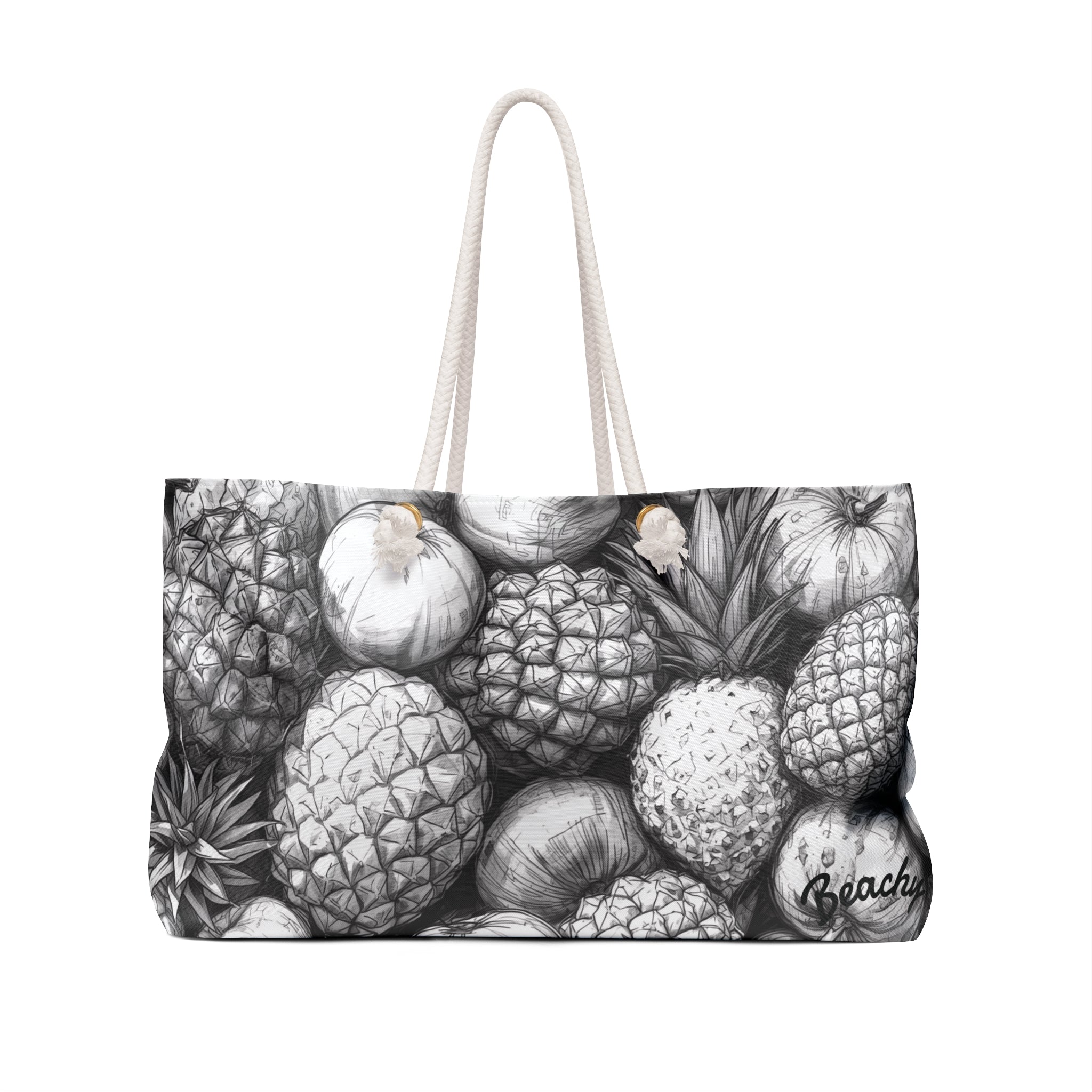 Pineapple Black White Beachy Bag