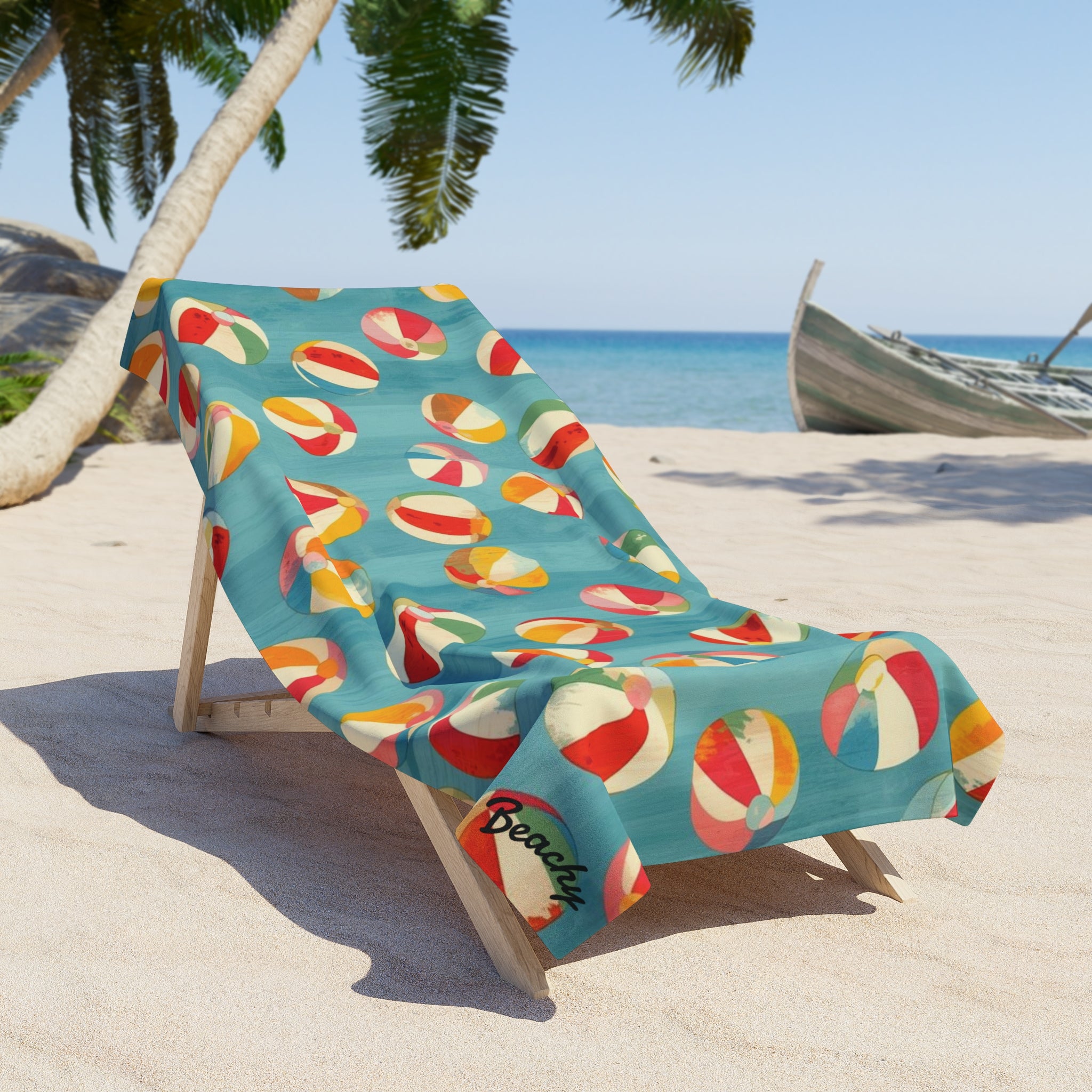 Retro Beach Ball Pattern Tropical Summer Towel