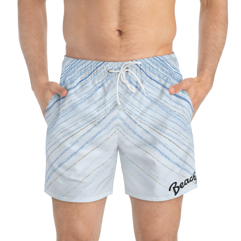 Blue Chevron Marble Swim Trunks