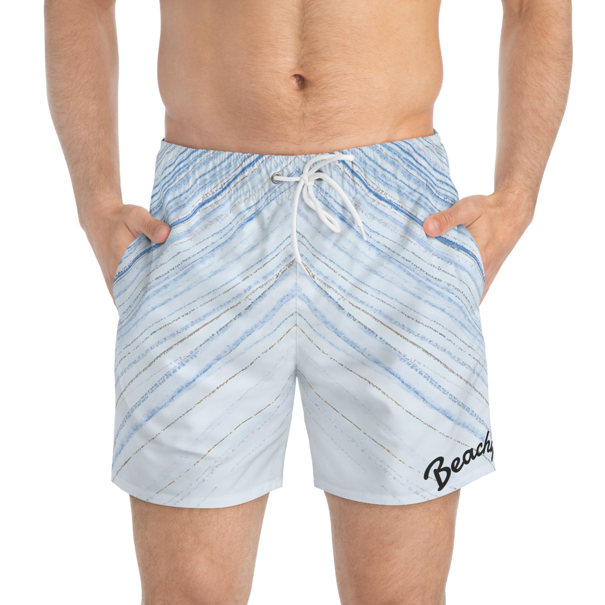 Blue Chevron Marble Swim Trunks