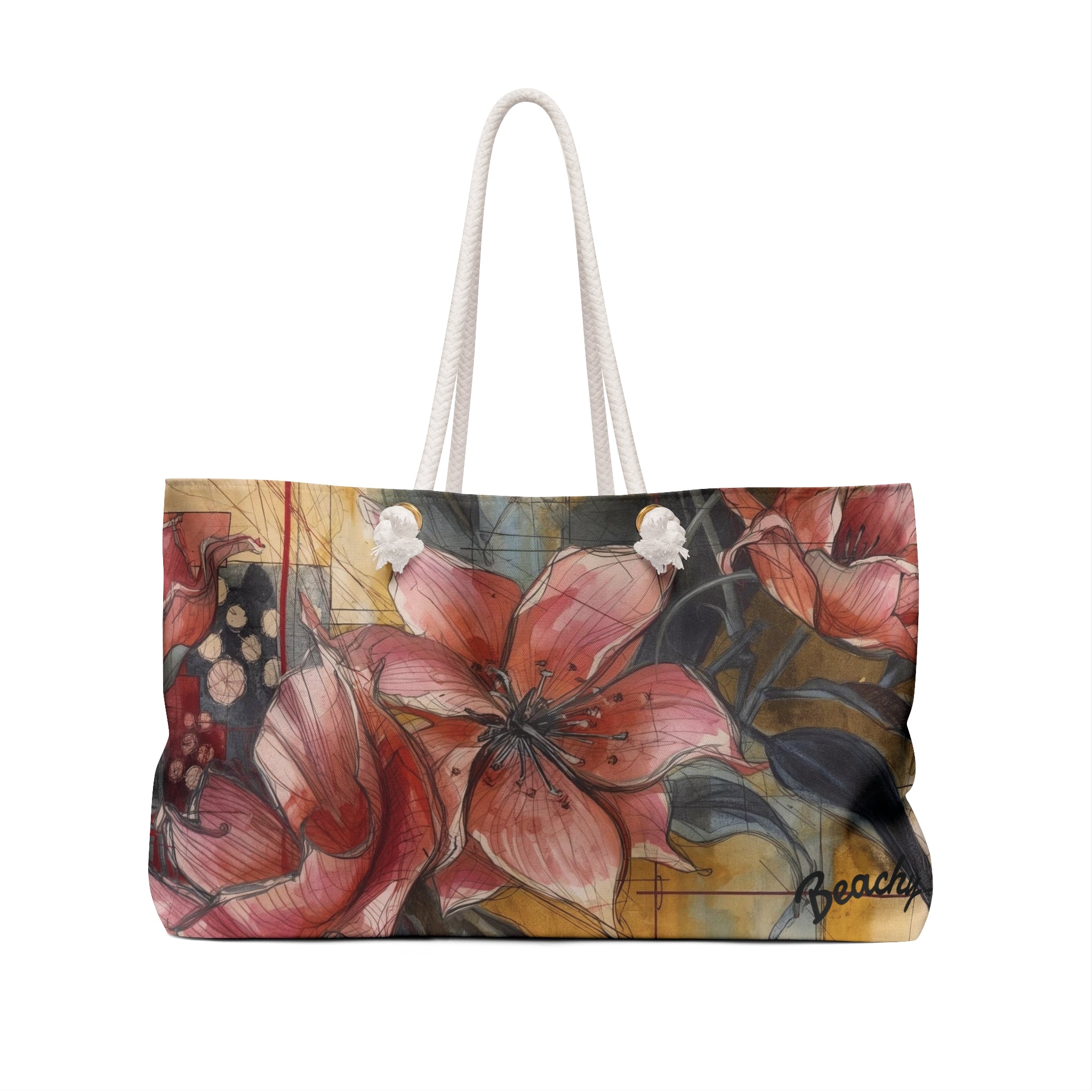 Floral Lily Beachy Bag