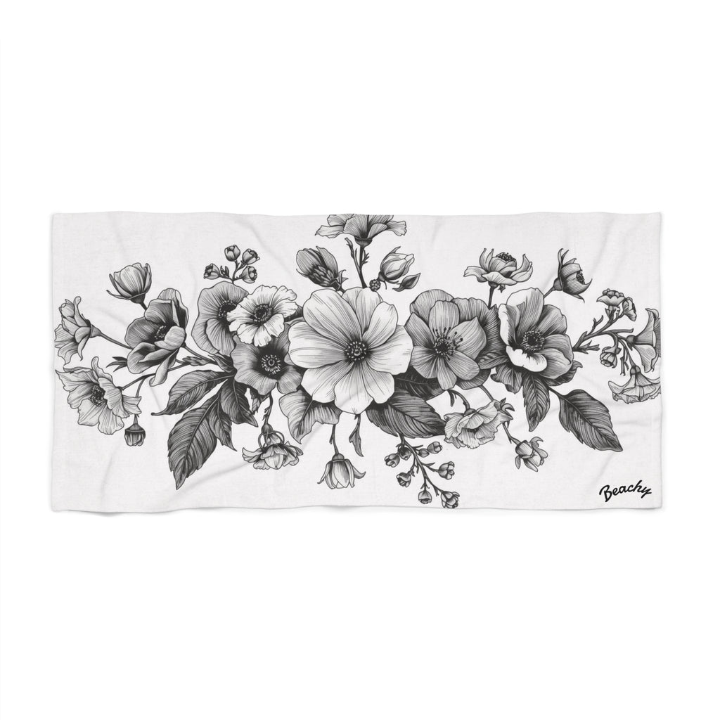 Floral Sketch Beach Towel