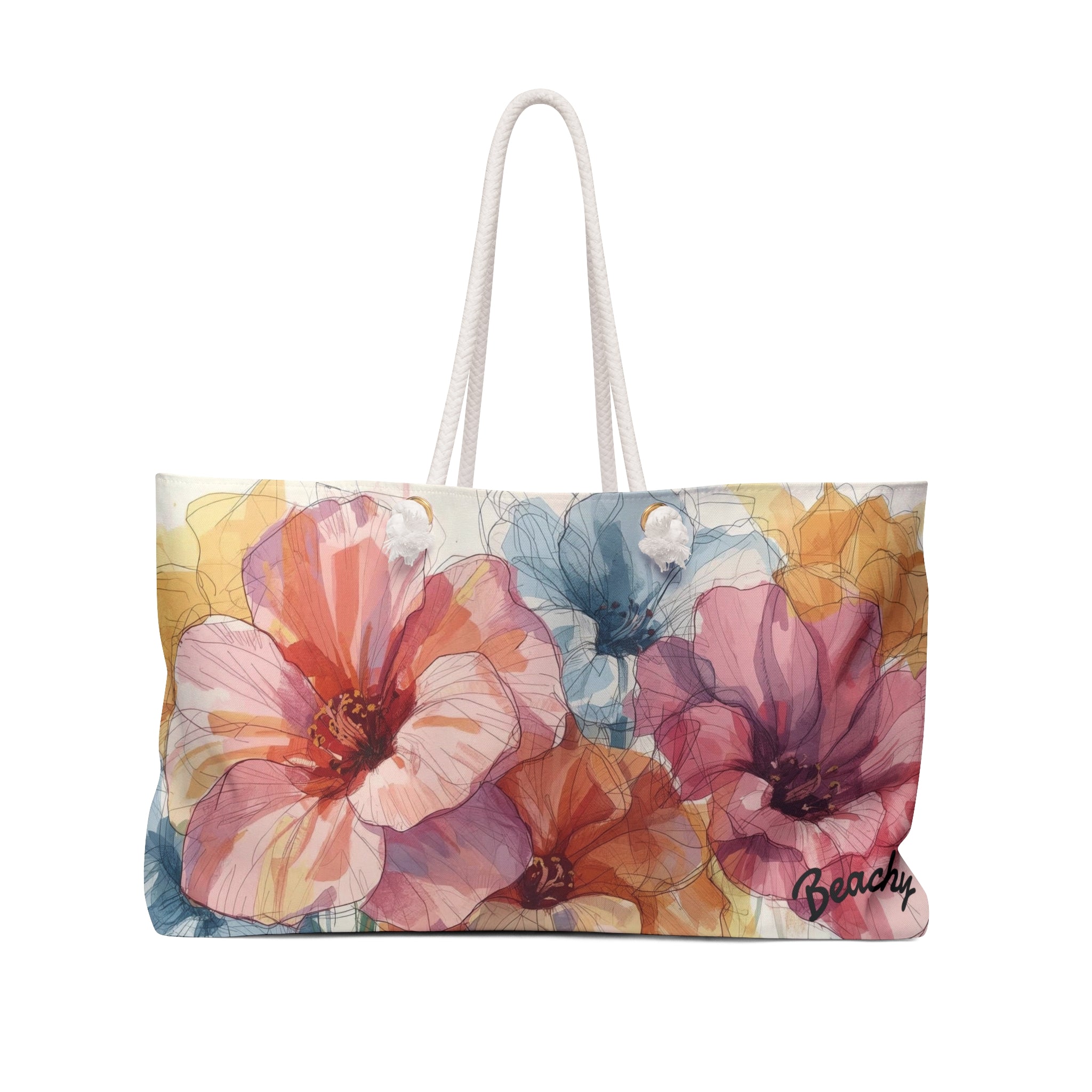 Floral Watercolor Beachy Bag