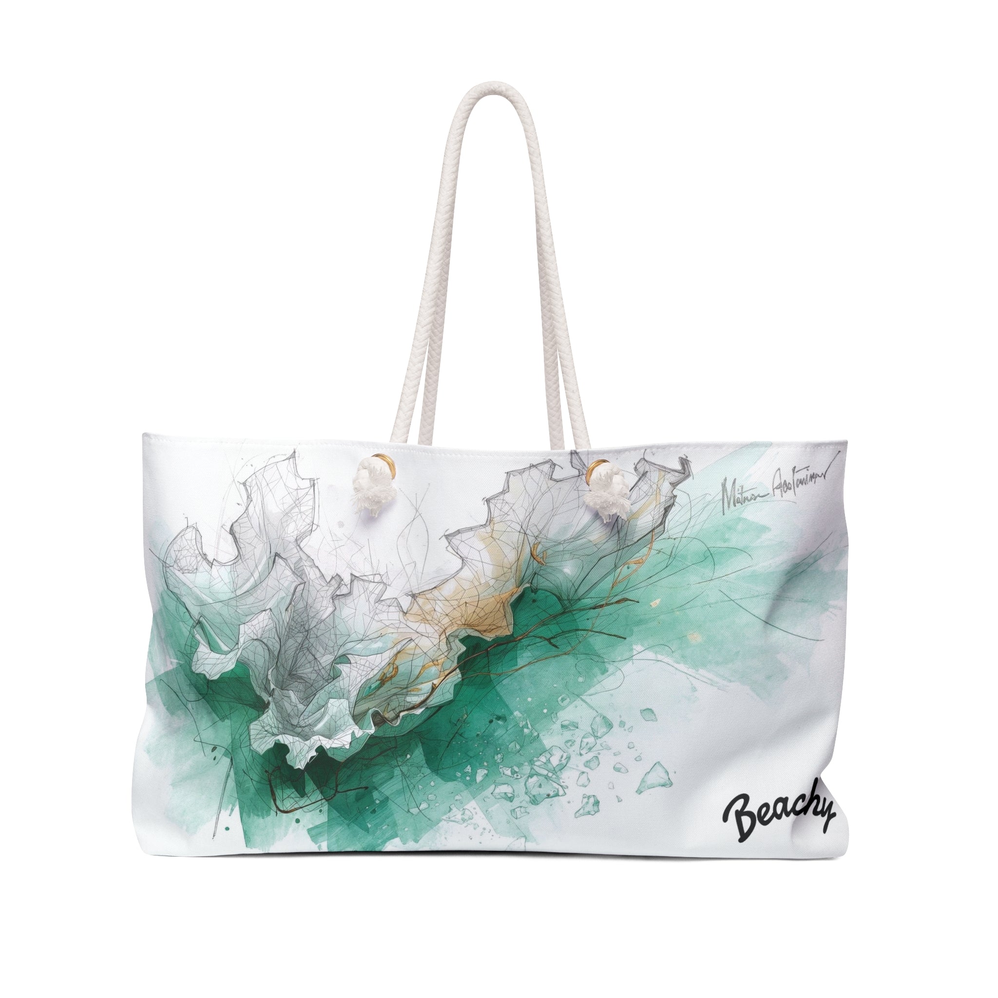 Abstract Emerald Wave Beachy Bag