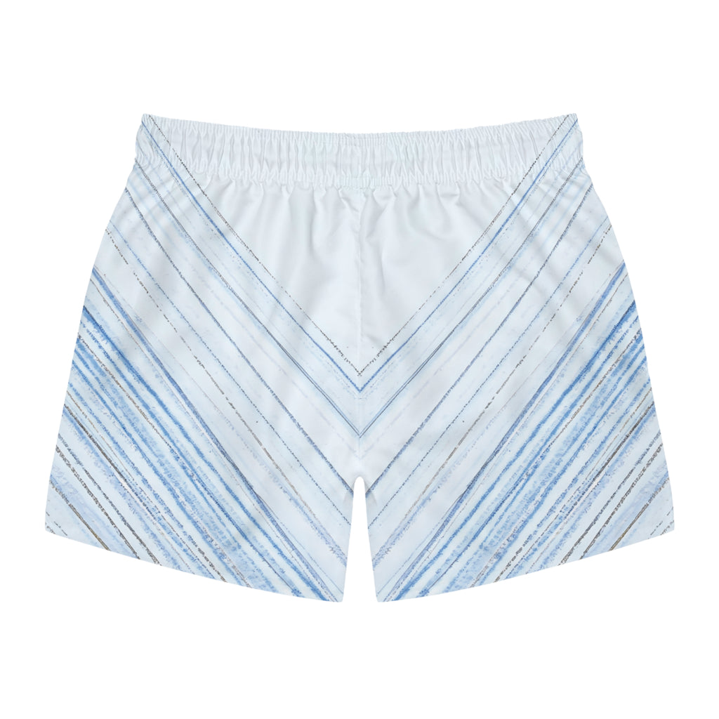 Blue Chevron Marble Swim Trunks