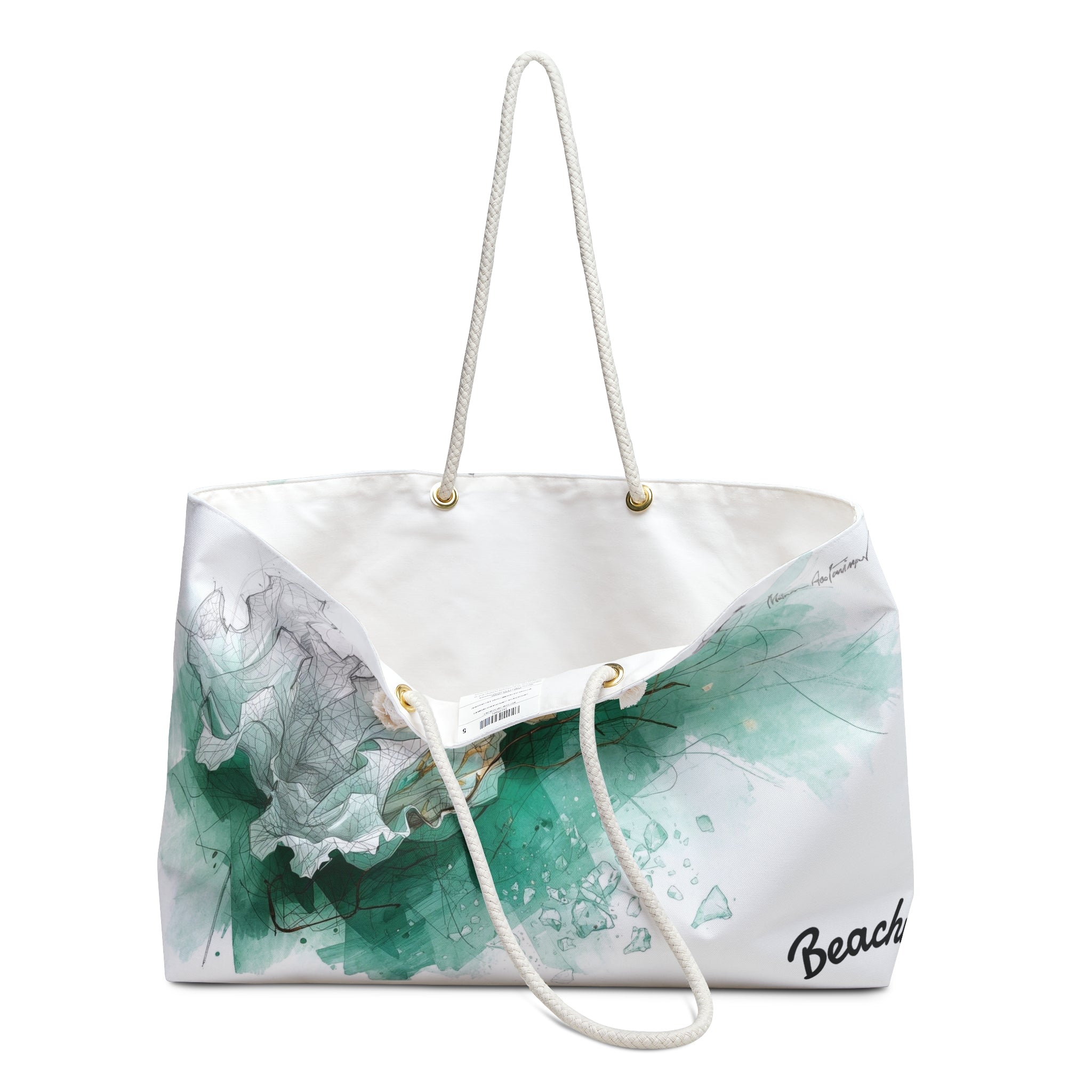 Abstract Emerald Wave Beachy Bag