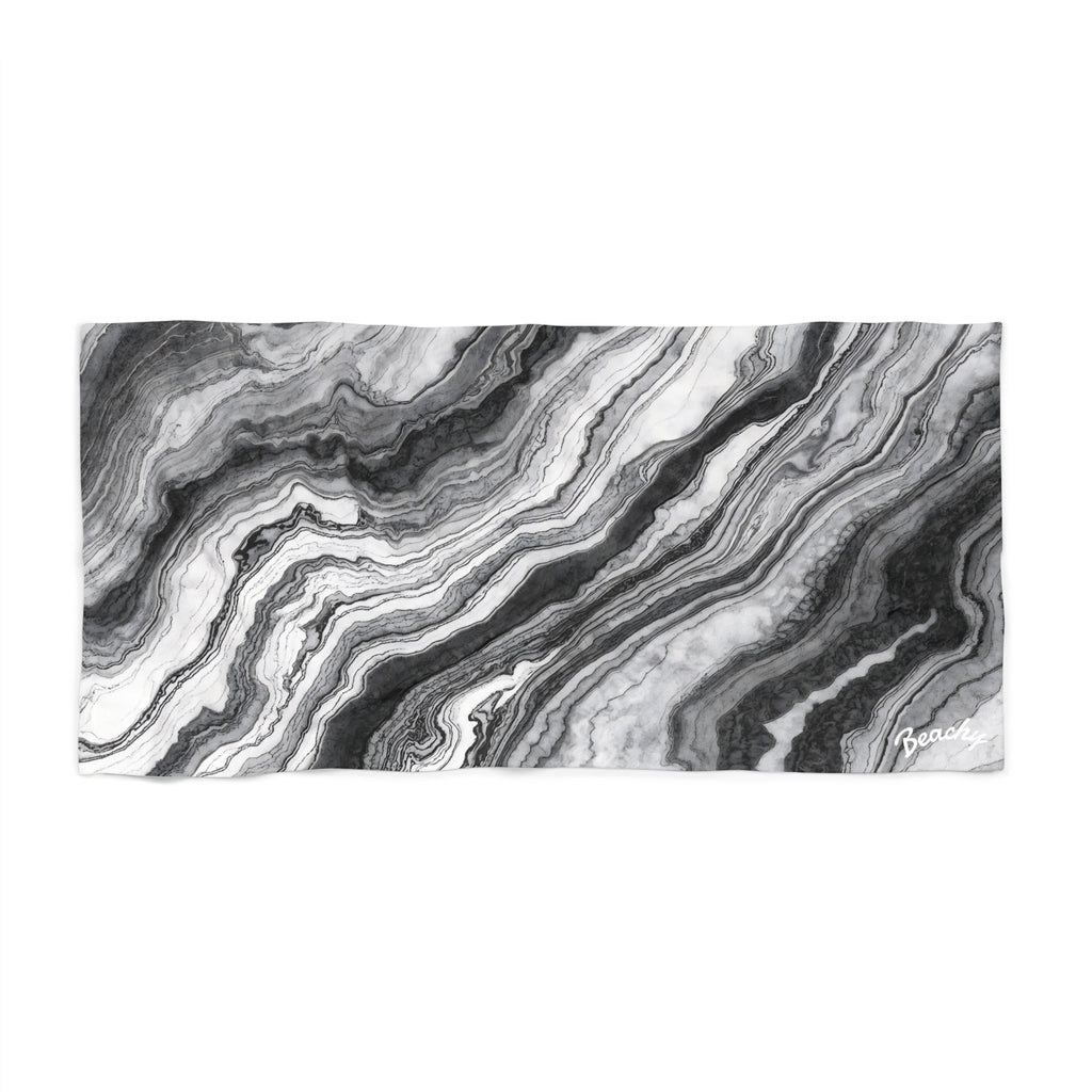 Black Marble Beach Towel