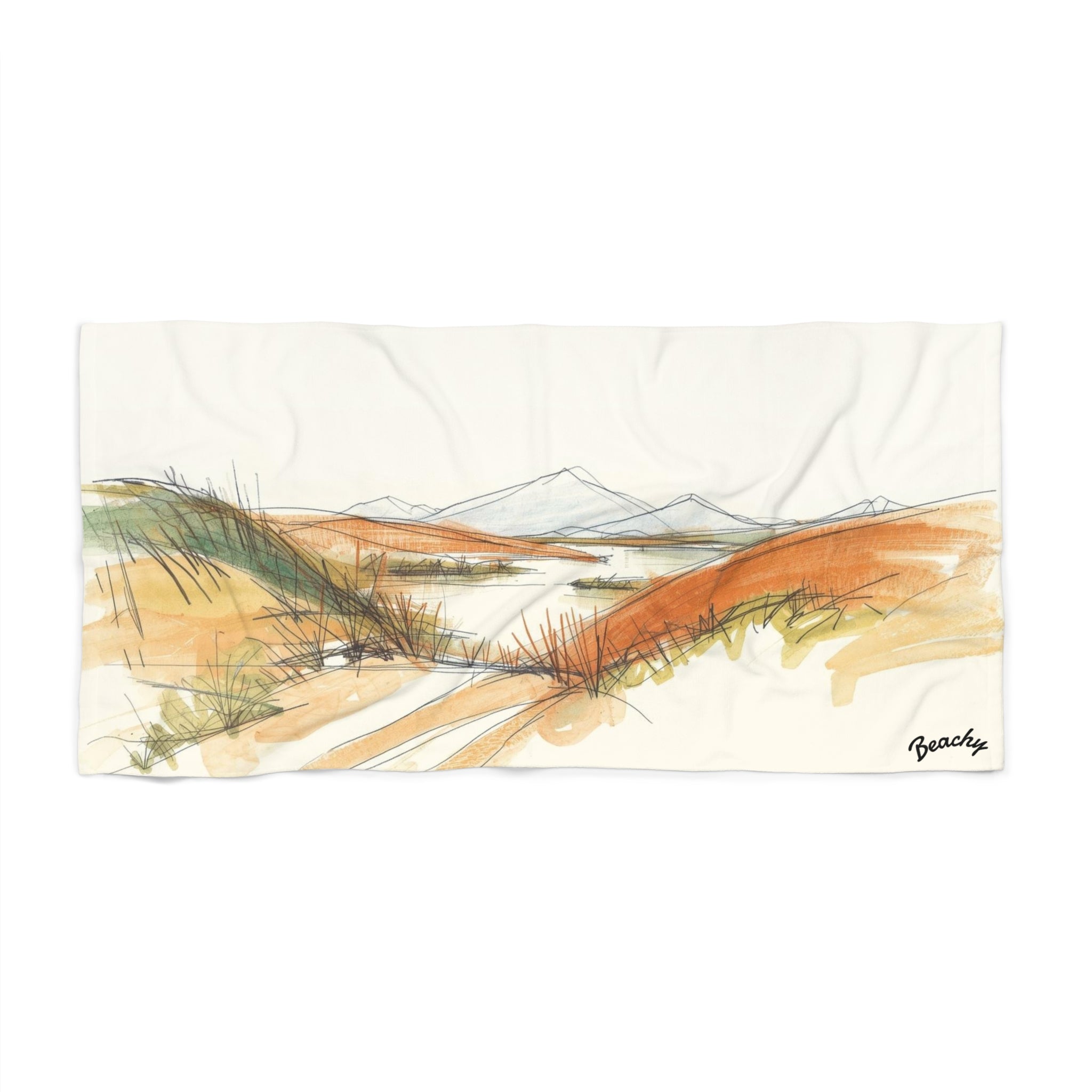 Coastal Dune Sketch Beach Towel