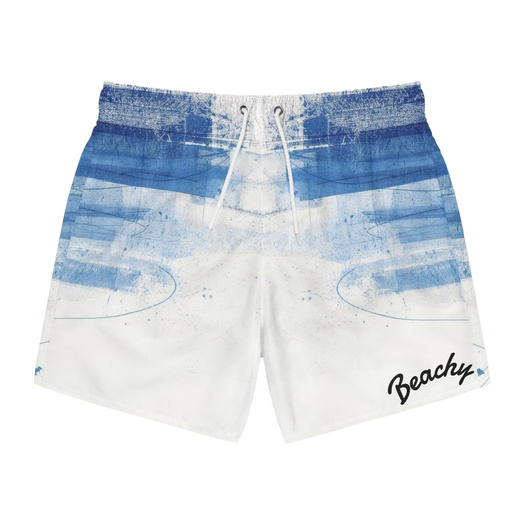 Blue Watercolor Stripe Swim Trunks