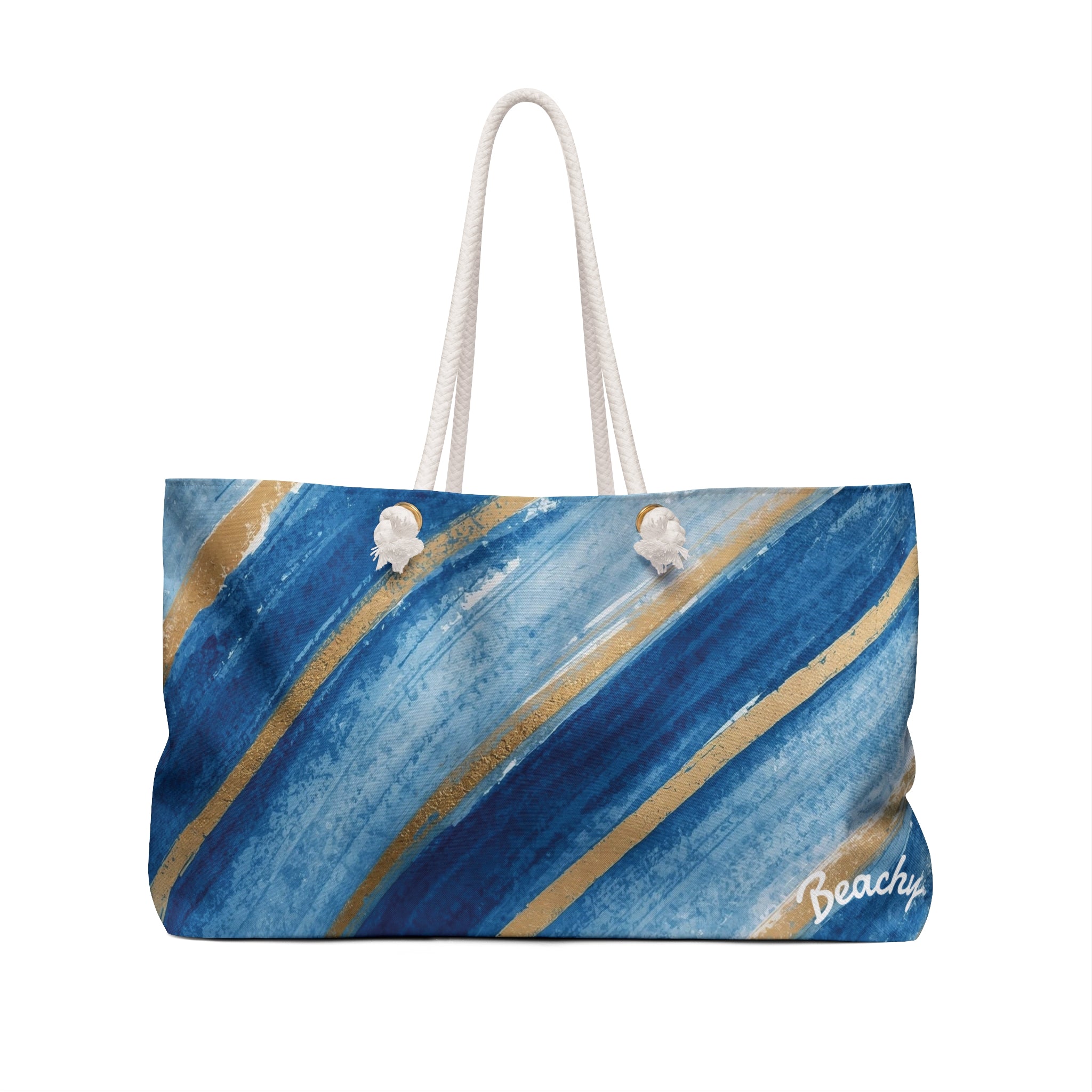 Blue & Gold Striped Beachy Bag
