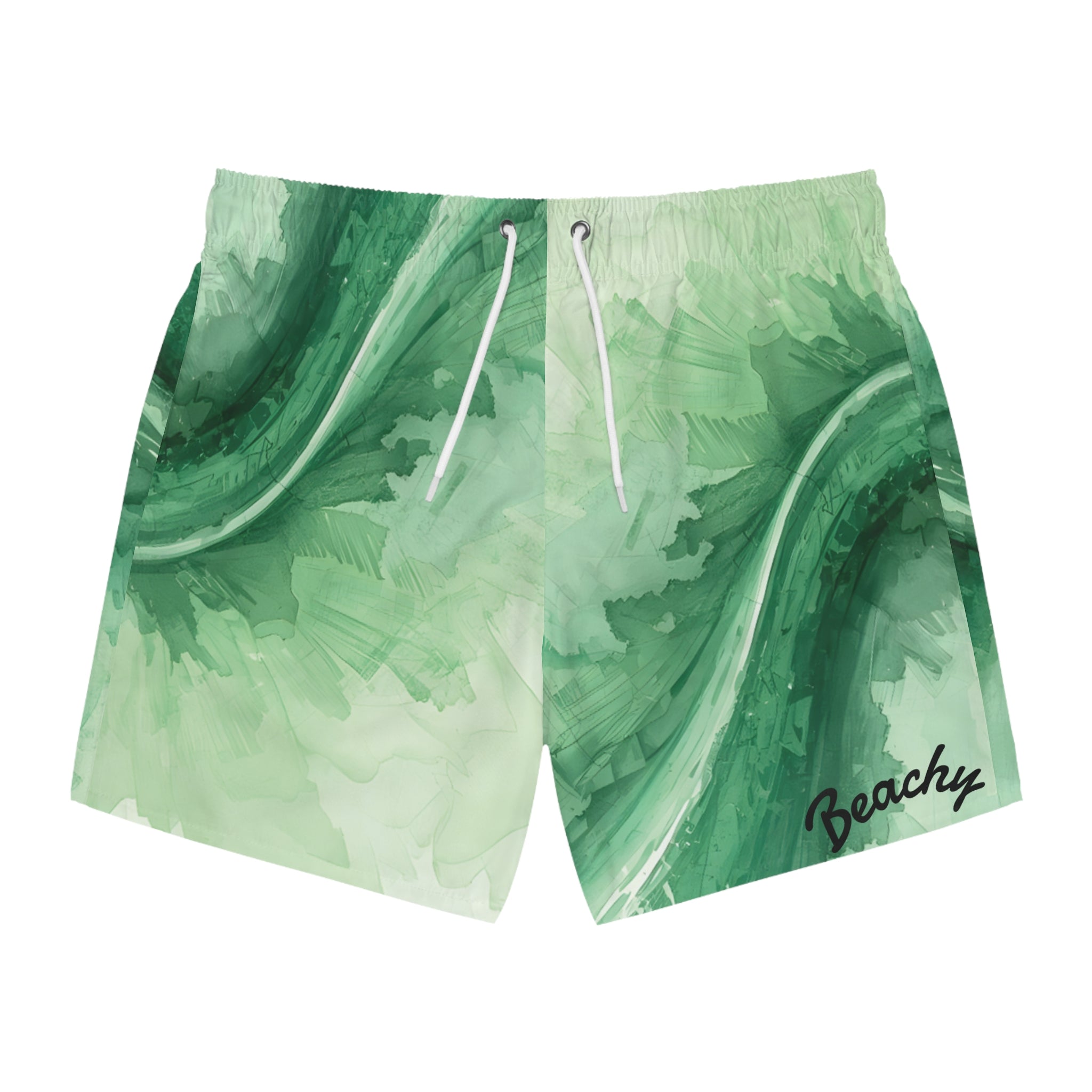 Green Swirl Swim Trunks