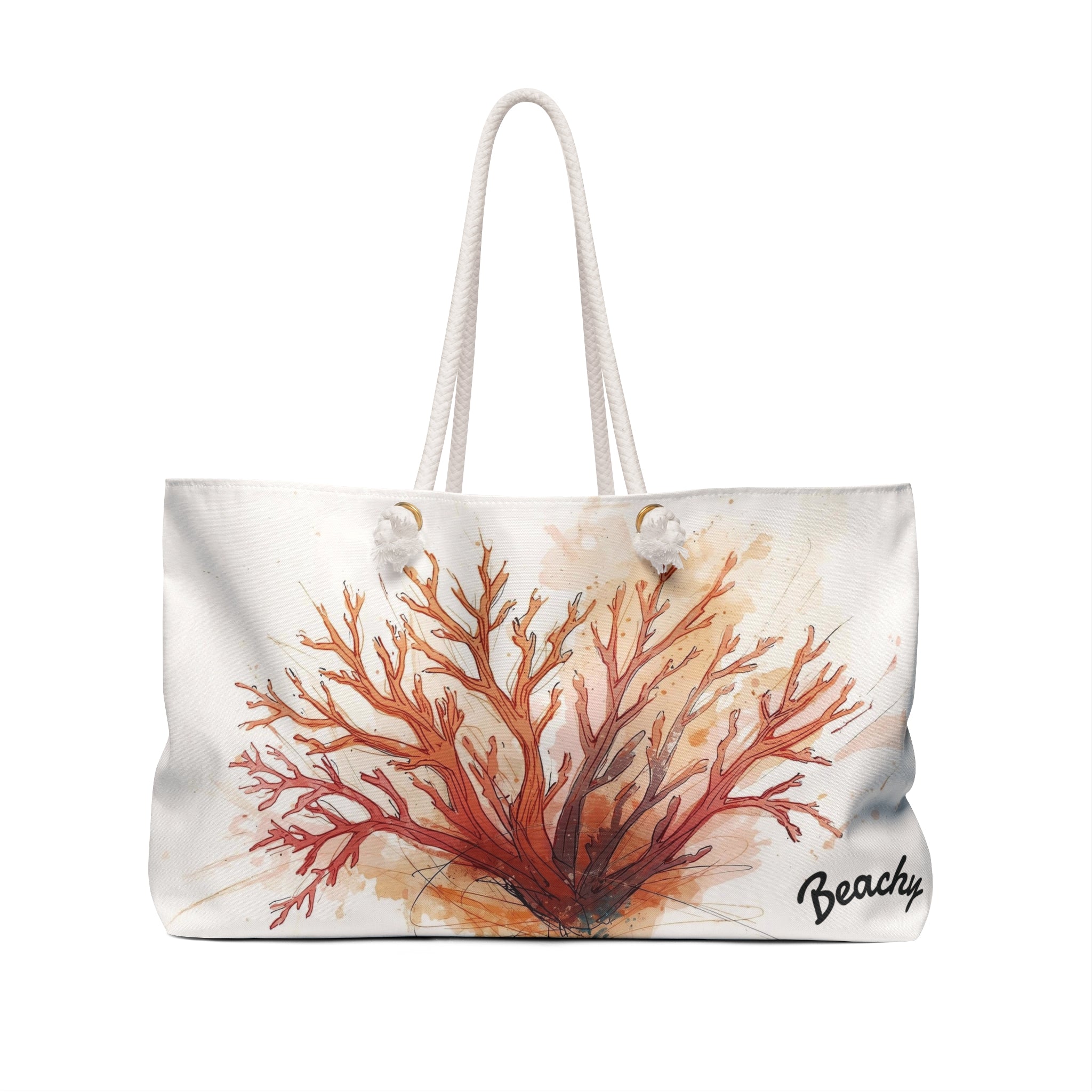 Coral Watercolor Beachy Bag
