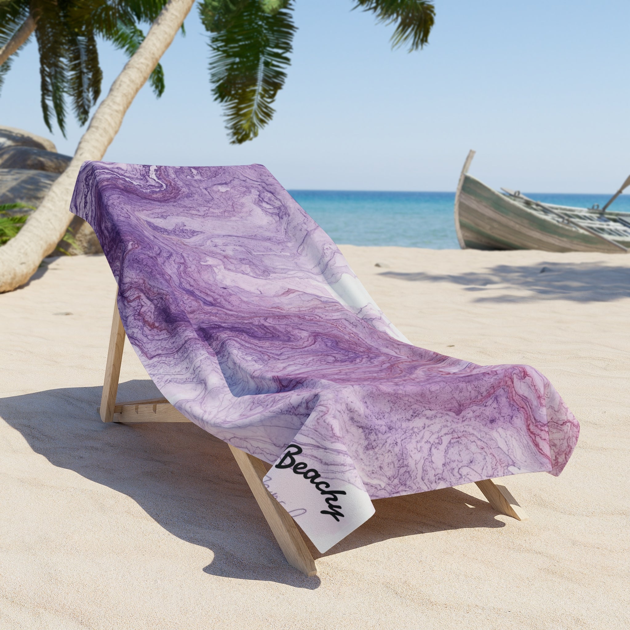 Purple Marble Beach Towel