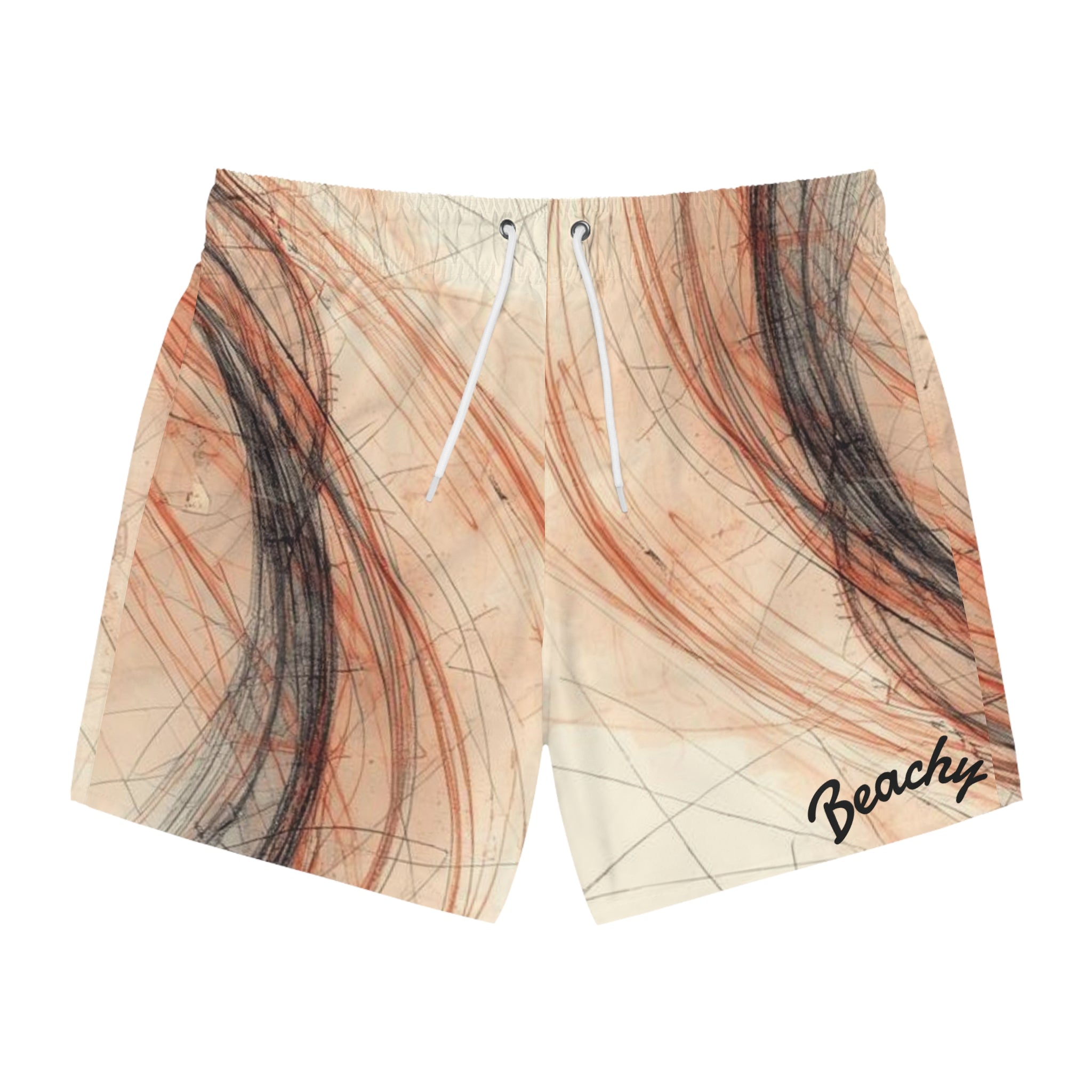 Abstract Coral Swirl Swim Trunks